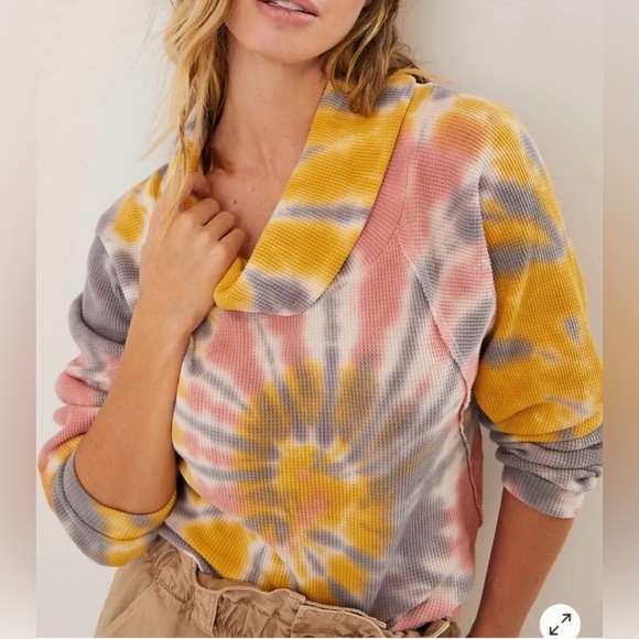Pilcro Tops - ANTHROPOLOGIE Pilcro Angie Mock Neck Thermal Tie Dyed Top size extra small